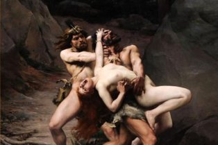 Peinture : Le Rapt à l’Âge de pierre, Paul Jamin, 1888