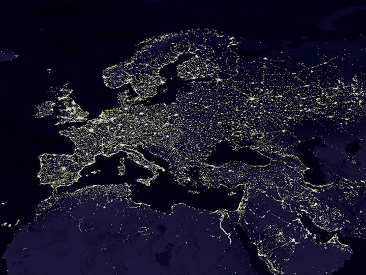 L'Europe la nuit vue de l'espace
