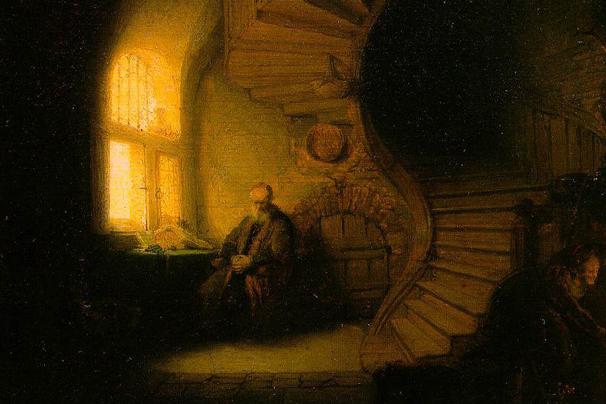 Peinture : Le philosophe en méditation, Rembrandt, 1632, musée du Louvre