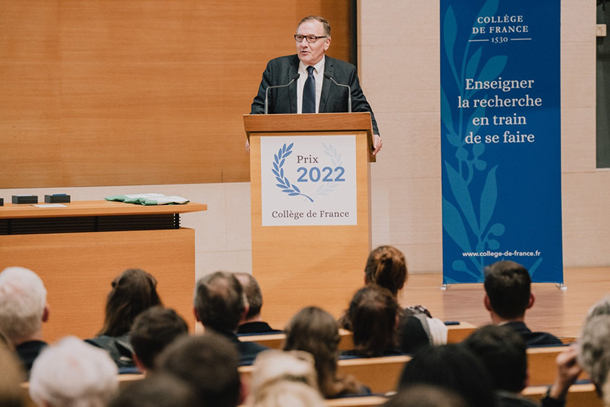 Thierry Damerval, président-directeur général de l’Agence nationale de la recherche, lors de la remise des prix du Collège de France 2022