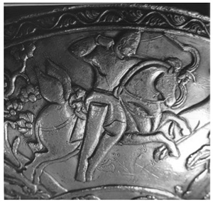 Bol du Swat, vers 460-480 : Représentation du souverain hephtalite à la chasse (