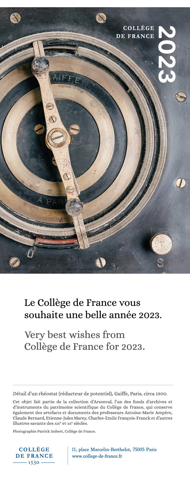Carte voeux 2023 Collège de France