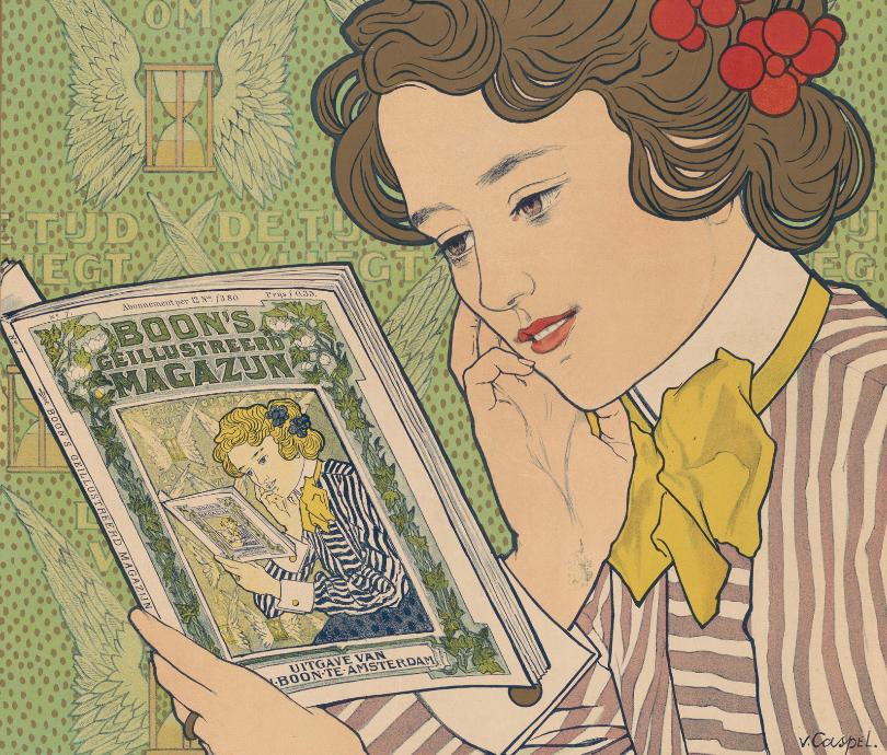 Poster d'une femme lisant le Boon’s Geïllustreerd Magazijn