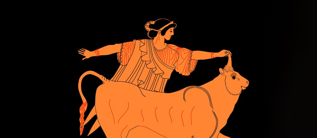 Europe and the bull, Greek vase, 5th century B.C.