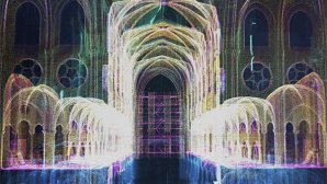 Superposition de nuages de points 3D de Notre-Dame de Paris (relevé lasergrammétrique Andrew Lewis 2006-2012) et de ses décombres (2020)