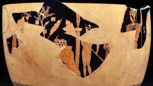 Cratère en cloche fragmentaire à figures rouges