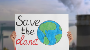 "Save the planet" avec une illustration de la Terre