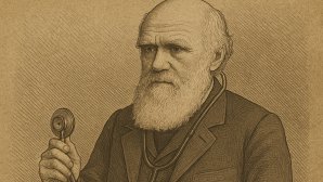 Gravure d’un homme âgé barbu tenant un stéthoscope autour du cou, sur fond brun texturé