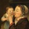 Painting: A mother with her child, Louis Bernard Coclers