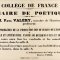 Poster for the first year of Paul Valéry's lectures at the Collège de France in 1937-1938