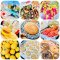 Image mosaïque avec des photos de nourriture (plats, desserts, fruits...)