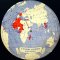 Globe terrestre représentant les régions de l'Empire colonial français dans le monde