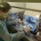Researcher studying a bone in a clean room - © J. Krause