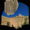 Photo montage of the White Monastery in the background and a page from a Coptic school book in the foreground