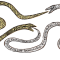 Drawing of two snakes biting each other's tails