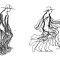 Black line drawing of a man in motion