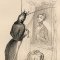 Drawing of a costumed insect looking at its human reflection in a mirror
