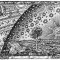 "Flammarion woodcut" or "pilgrim engraving": a man dressed in a long garment kneels beneath a hemispherical sky featuring the Sun, Moon and stars.