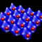 Graph: Atoms (represented by red spheres) represented in a 2D optical lattice potential (represented by the blue surface)
