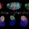 Colored cells on a black background