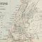 Carte ancienne de la Palestine à l'époque romaine, avec les villes et régions marquées.
