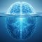 Représentation d'un cerveau humain immergé dans l'eau, symbole de conscience et invisible
