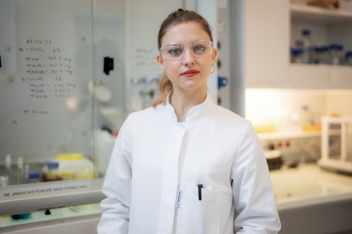 Adèle Peugeot in her laboratory