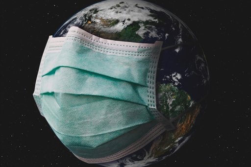 Earth with Covid mask