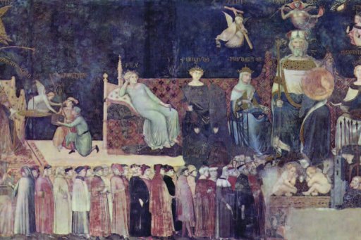 Allégorie du Bon Gouvernement, fresque peinte par Ambrogio Lorenzetti en 1338. — © DR