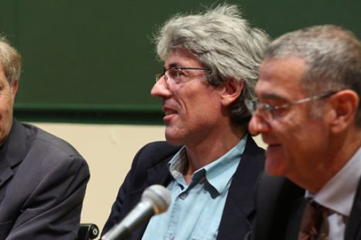 Claude Cohen-Tannoudji, David J. Wineland and Serge Haroche at a 2012 Nobel Prize lecture