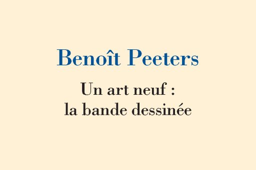 Couverture de l'édition imprimée de la leçon inaugurale de Benoît Peeters