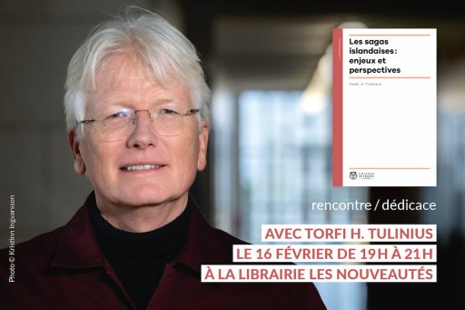 Visuel de présentation de la rencontre organisée par la librairie "Les Nouveautés" avec Torfi H. Tulinius
