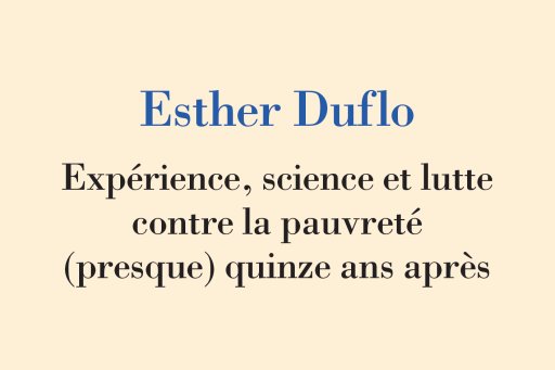 Couverture de l'édition imprimée de la leçon inaugurale de Esther Duflo