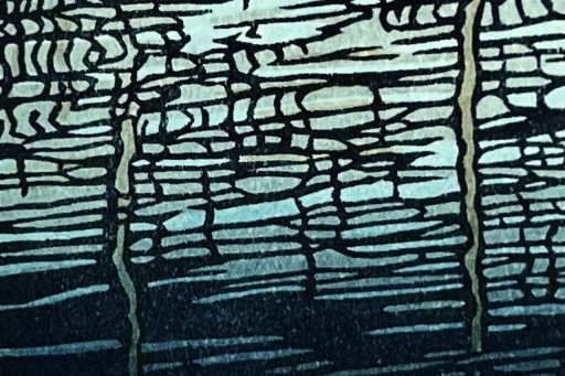 Japanese drawing of trees reflecting on water