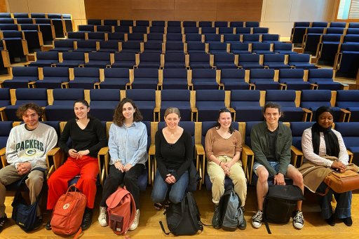 CPES students and Emmanuelle Porcher in the Collège de France amphitheatre