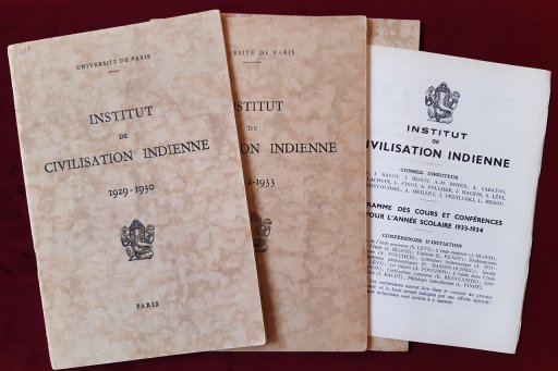 Activity reports and program posters for lectures on the history of Indian Studies