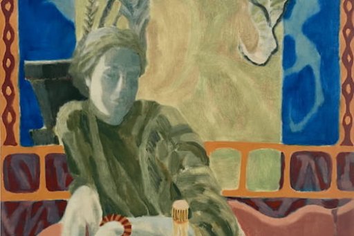 Peinture d'une femme assise sur un canapé