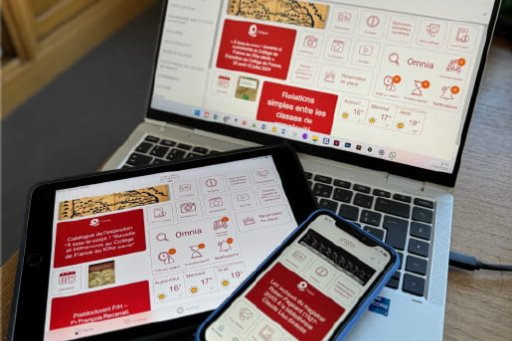 Mobile, tablette et ordinateur affichant l'application Library Mobile