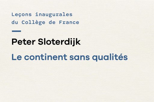 Couverture de l'édition imprimée de la leçon inaugurale du Pr Peter Sloterdijk