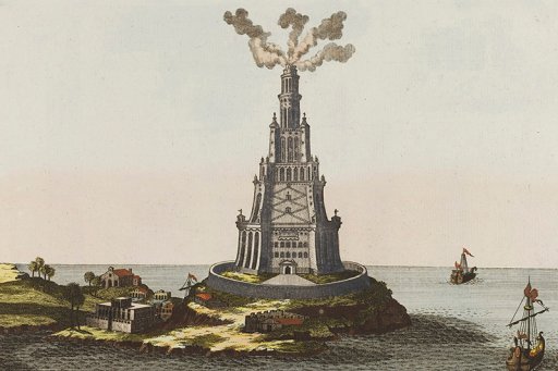 Engraving of the Alexandria lighthouse