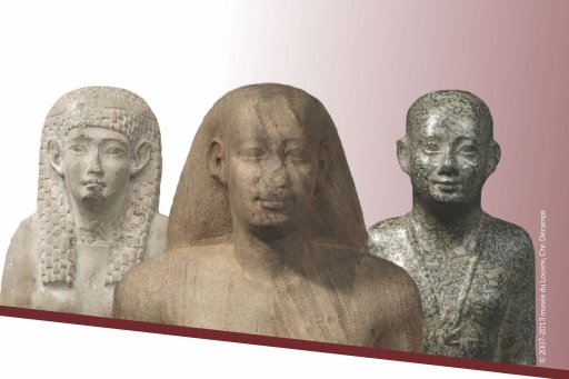 Three stone statues of pharaonic figures