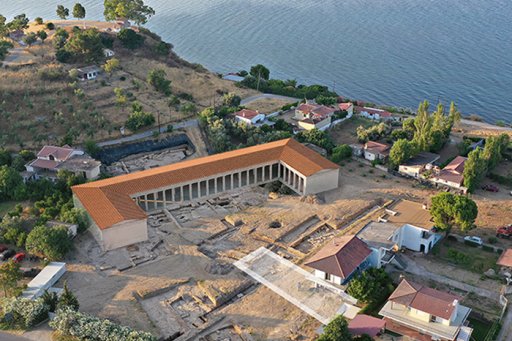 Vue aérienne du sanctuaire d'Amarynthos en 2020 (site archéologique)