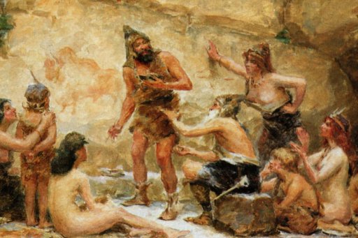 Peinture de Paul Jamin "Un peintre décorateur à l’âge de la pierre. Le portrait de l’auroch"