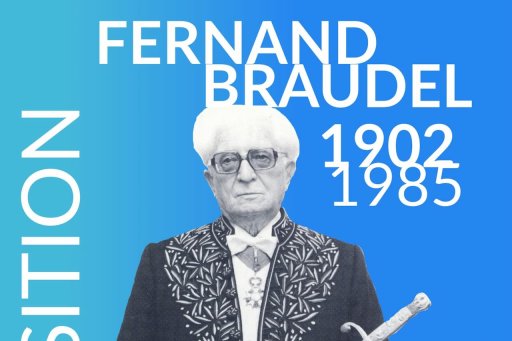 Affiche exposition Fernand Braudel à la Bibliothèque patrimoniale du Collège de France (janvier-mars 2026)