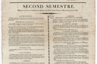 Affiche de cours du Collège Royal de France de 1828