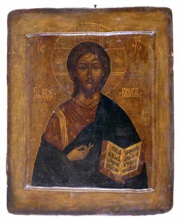 Christ Pantocrator (icône grecque peinte sur bois)
