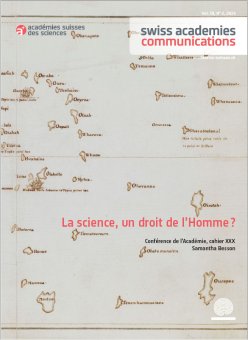 Cover of the publication of the conference "Science, a human right?" by Pr Samantha Besson