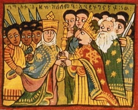 Représentation de la rencontre de la reine de Saba avec du roi Salomon