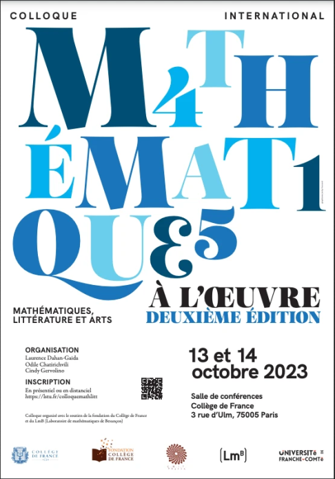 Poster for the "Mathématiques à l'oeuvre" conference on October 13 and 14, 2023