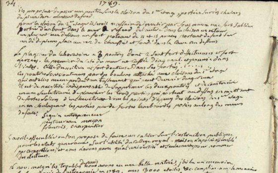 Notes manuscrites de l'astronome Joseph-Jérôme de Lalande sur le Collège royal et ses membres de 1776 à 1806